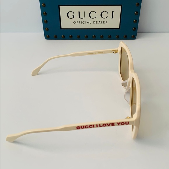 GUCCI GG0567SAN 006 square sunglass ivory white frame brown/light mirror lenses - Picture 7 of 16